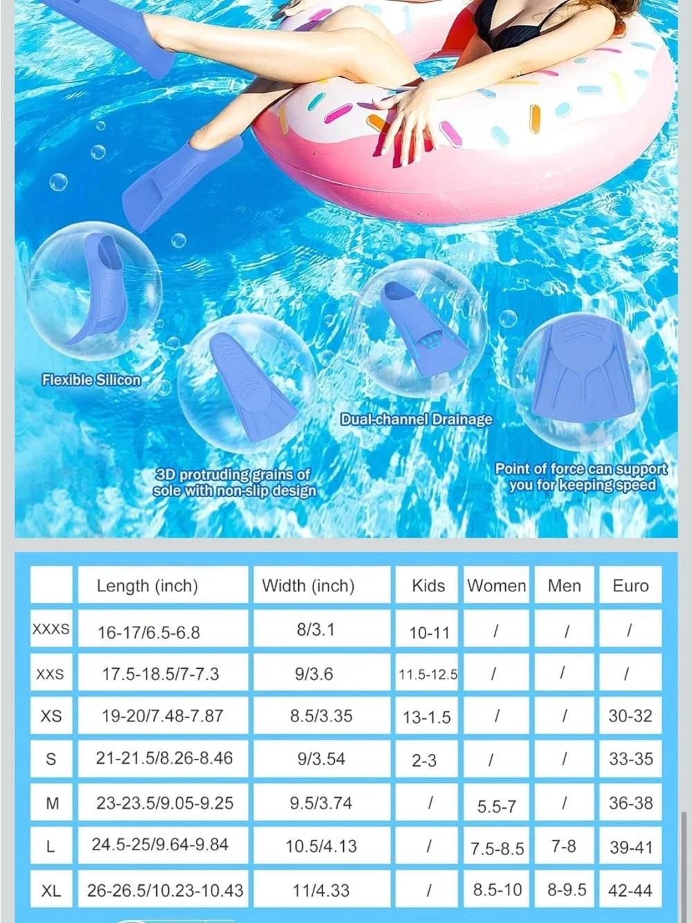 Blue Swim Short Fins